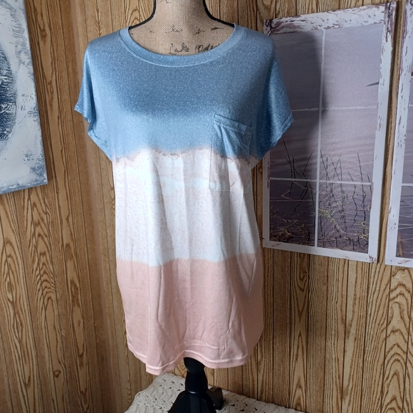 Seascape print pocket round collar t shirt - Picture 2 of 7